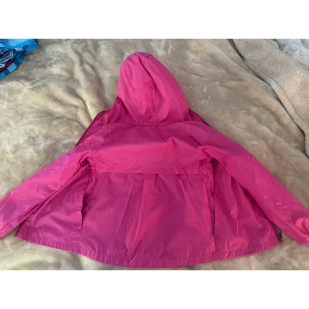 Columbia Girls Pink Hooded Windbreaker Jacket Lightweight Full Zip Shell Coat